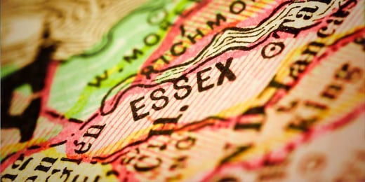 Zoomed in image of the word Essex on a map