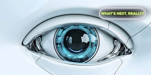 Futuristic robotic eye symbolising artificial intelligence, computer vision and the future of smart technology.