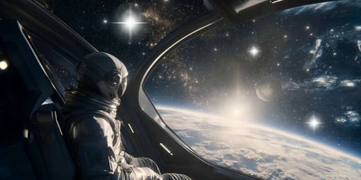 Astronaut viewing Earth from space.